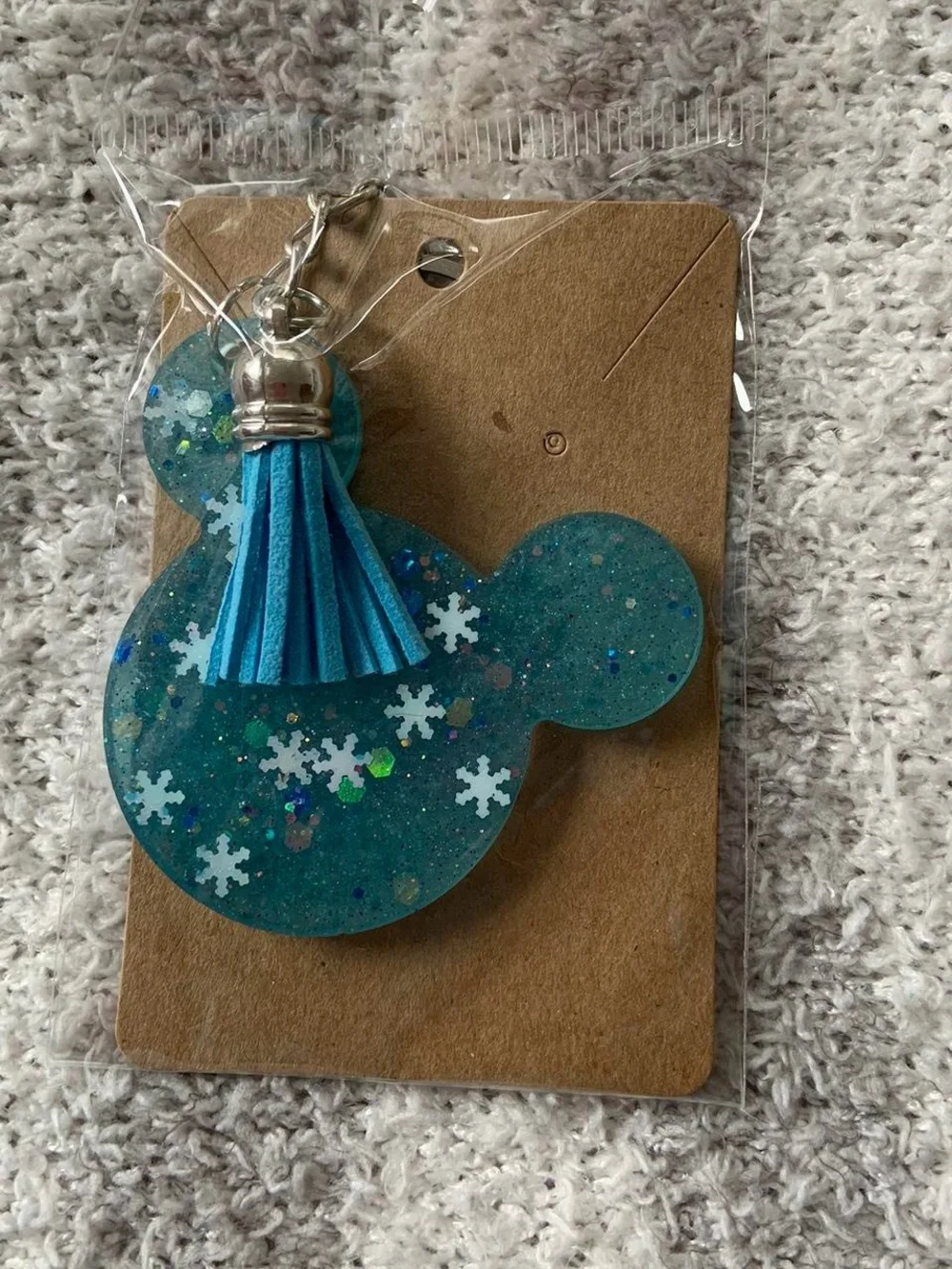 Red Glitter Mouse-Shaped Keychain